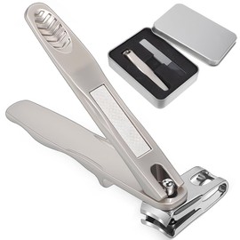 Baluue Rotatable Nail Clipper Set with Nail File 2-Piece Stainless Steel Fingernail and Toenail Clippers in Compact Metal Storage Box for Manicure and Pedicure