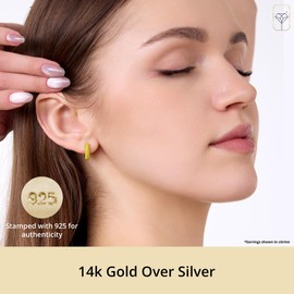 Gold Plated Silver Emerald Crystal Hoop Earrings for Women | 15MM Hypoallergenic Emerald Earrings for Women| Green Crystal Hoop Earrings by MAX + STONE