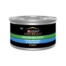 Purina Pro Plan Indoor Balance Ocean Whitefish and Tuna in Sauce Cat Food Wet Formula - (Pack of 24) 3 oz. Cans