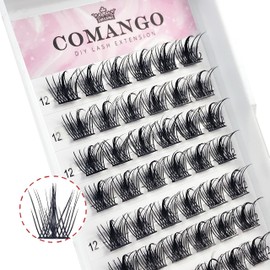 Lash Clusters DIY Eyelash Extensions at Home, D Curl 10mm CoMango Clusters Lashes, Natural Clusters Volume Wispy Lashes, DIY Individual Lash Extension Clusters