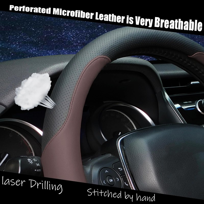Mihecor Steering Wheel Cover Standard Size Medium 14.5-15 inch, Breathable