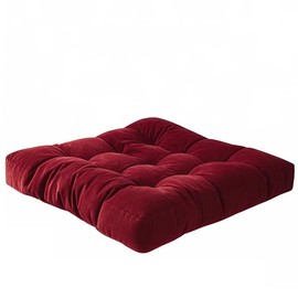 Floor Pillows Chair Cushion Square Meditation Pillow forThick Tufted Pillow for Patio, Office, Outdoor Seating. Corduroy Floor Pillow for Tatami Living Room (red)