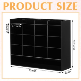 MotiMind Acrylic Pen Organizer Storage Vertical Marker Organizer Acrylic Pen Display Holder for Office Desk Desktop Stationery Pencil Storage(Black,13 x 4 x 10.2 Inch)