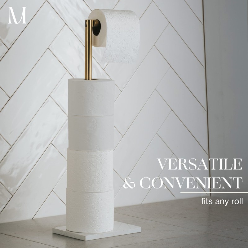 MARMOLUX ACC Free Standing Gold Toilet Paper Holder Stand White