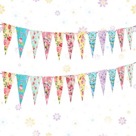 LaVenty Flower Garland Spring Flower Party Banner Paper Wild Flower Party Decorations Flower Banner for Wall Birthday Spring Garden Wedding Background Indoor Outdoor Decor