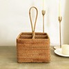 i-lan 2 Pack 4 Section Square Rattan Basket with Handle-Boho