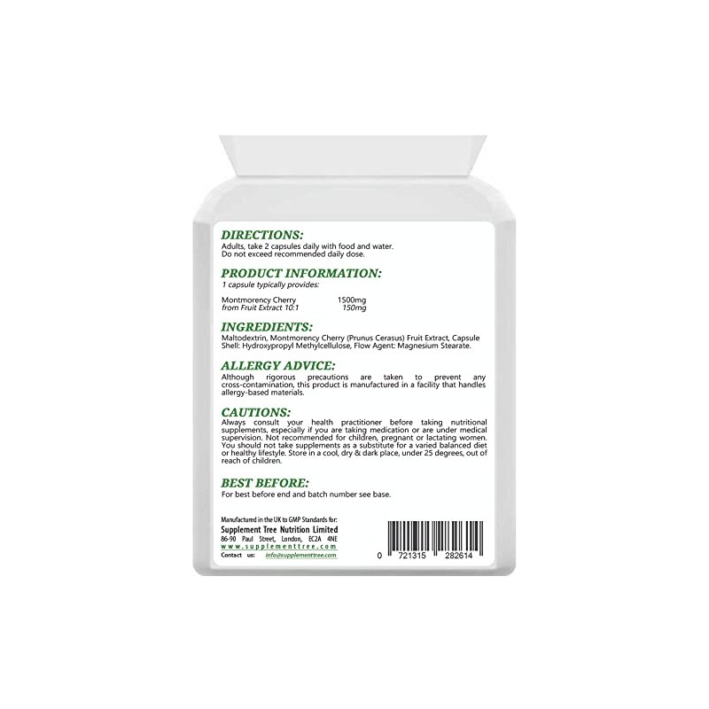 Montmorency Cherry Capsules 1500mg - 90 Vegan Capsules - High