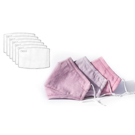 Habac Studio Pack of 3 Face Masks + 6 PCS PM 2.5 FILTERS Face Mask Cover Bandana Balaclavas Face Masks Washable UK Reusable Face Mask Black Face Masks Nose Wire Unisex. UK Seller (Pinks)