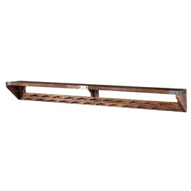 Lavievert Gymnastic Medal Hanger with Storage Shelf, Wooden Wall-Mounted Trophy Shelf, Race Medal Display Rack Holder with 23 Hanging Bars - Brown