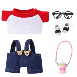 HAHIHIT 5-Piece Doll Clothes Set (No Doll), Fashion Doll Overalls and Accessories Compatible with Standard 6" Vinyl Figures(15-17cm)