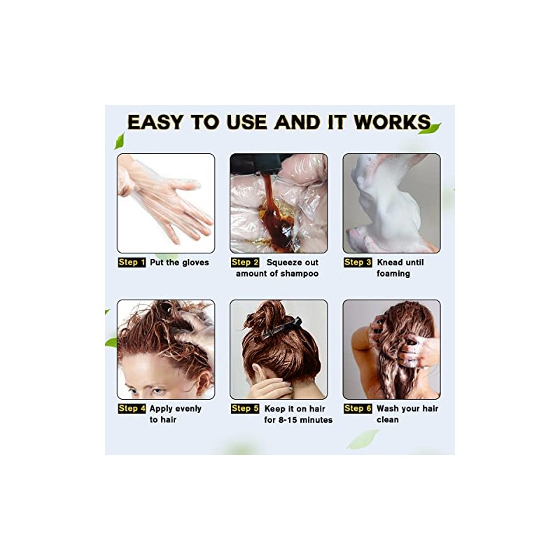 Champú Teñir Cabello Castaño Oscuro Meidu Cubrir Canas Base Hierbas