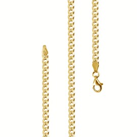 Lijoh LJ1042 Men's Curb Chain Gold-Plated 925 Sterling Silver (4.2 mm) Gold Chain Chains Length: 45 cm to 60 cm, Sterling Silver