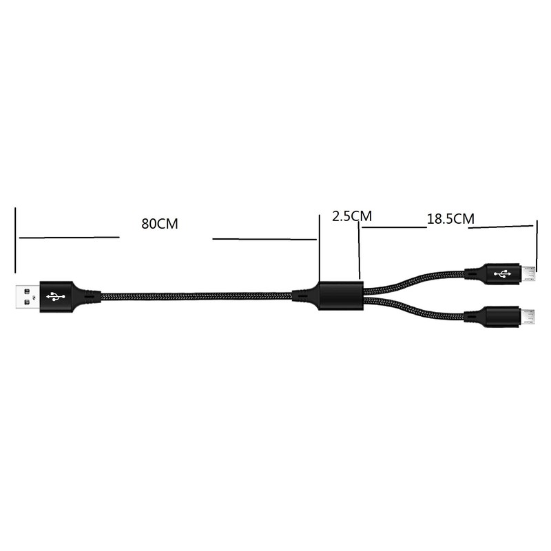 IFLASH Dual MicroUSB Splitter Charge Cable - Power up to