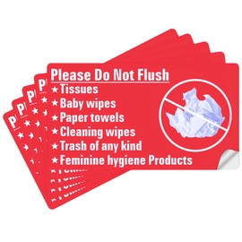 Do Not Flush Sign 5 Pack, Toilet Sign 7"x 4" Rectangle Standard Length Please Do Not Flush Anything Except Toilet Paper Sign Stickers-Premium Self Adhesive Waterproof Stickers Sign For Bathroom