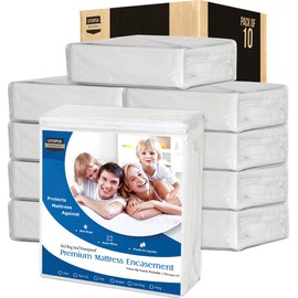 Utopia Bedding Premium Zippered Waterproof Mattress Encasement - Zipper Opening Protector - Fits 15 Inches Deep - Bed Bug Proof (Pack of 10, King)