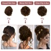 RUWISS Long Thin Straight Tousled Updo Bun Real Human Hair
