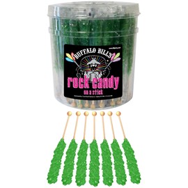 Buffalo Bills Apple (Dark Green) Rock Candy On A Stick (36-ct tub rock candy crystal sticks)