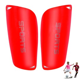 Luoqun88 Football Kids Shin Pads, 1 Pair Kids Shin Guards 6-12 Years for Football Games, Leg Protectors with Shock-Absorbing EVA for Protection Reduce hit & Injuries (Red-M)