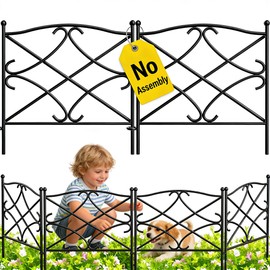 AMAGABELI GARDEN & HOME 5 Panels 32in(H)×10ft(L) Decorative Garden Fences and Borders for Dogs Rustproof Metal No Dig Fence Panels Garden Edging Border for Animal Barrier Flower Beds Yard Patio