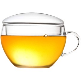 Creano GlasTasse Teelini 139 Glass Teacup, 200 ml, 2-Piece with Built-In Glass Lid