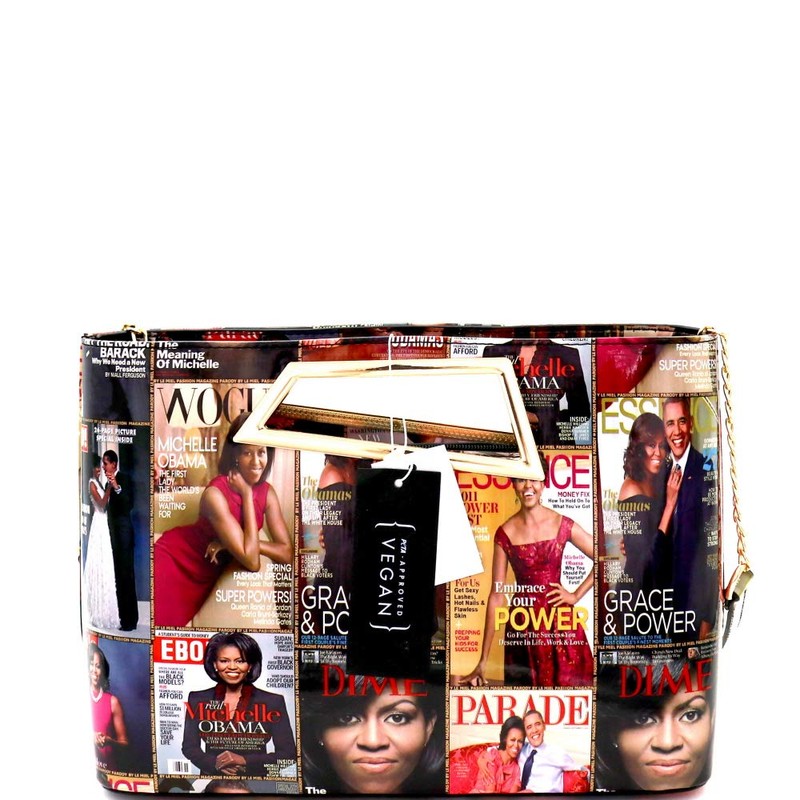 Trendeology Classy Michelle Obama Magazine Cover Print Vegan Leather Patent