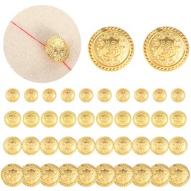 Pack of 40 Gold Buttons 15/18/20/25 mm Small Round Golden Buttons for Sewing Metal Buttons Shank Press Studs Vintage for Blazer Uniform Suits Sports Coat DIY