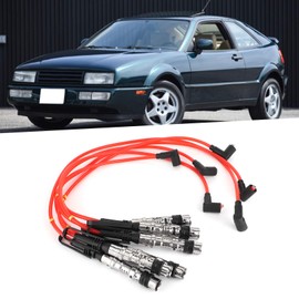 Spark Plug Cable, Pack of 6 Red Ignition Cable Ignition Cable 1J0998031 Suitable for Corrado VR6 2.8 2.9 with Pull Rod
