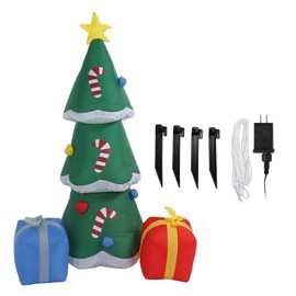 Christmas Tree Inflatables Outdoor Decoration with LED Lights Blow Up Yard Decorations Xmas Party Decor 100‑240V 6FT US Plug