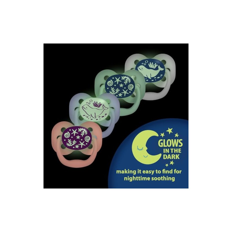 Dr. Brown's Advantage Glow-in-The-Dark 2 Piece Stage 1 Pacifiers, Blue,