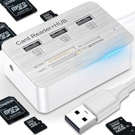 Retoo Hub USB 7 en 1, Lector de Tarjetas, Lector de Tarjetas de Memoria, 3 hub de Datos USB 2.0, Lector de Tarjetas con 5 Puertos SD, MMC, MS, TF, M2