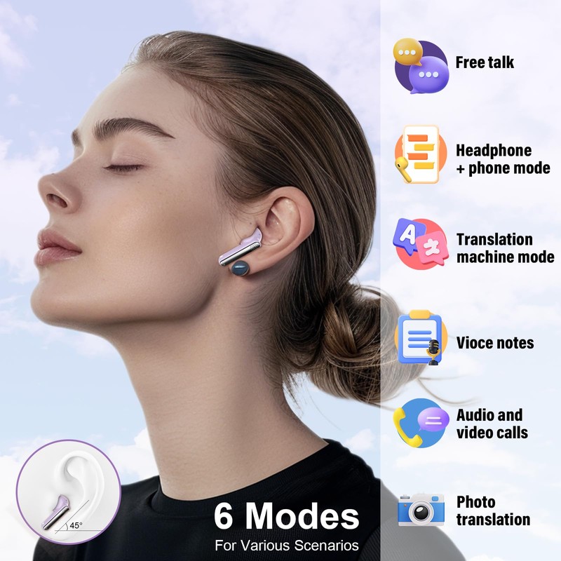 Ai Translation Earbuds Real Time, 3-in-1 Buletooth 5.3 Translator Earbuds