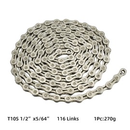 CYSKY Bike Chain 10 Speed Bicycle Chain, 1/2x5/64 Inch Bicycle Bike Derailleur Chain Steel 116 Links Steel High Strength for 10-Gear Road Mountain Bicycle MTB
