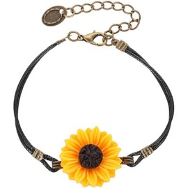 Sunflower Bracelet Handmade Adjustable Chain Wrist Bracelet Summer Flower Pendant Bracelet Boho Sunflower Bracelet Anklet (Yellow sunflower, One Size)
