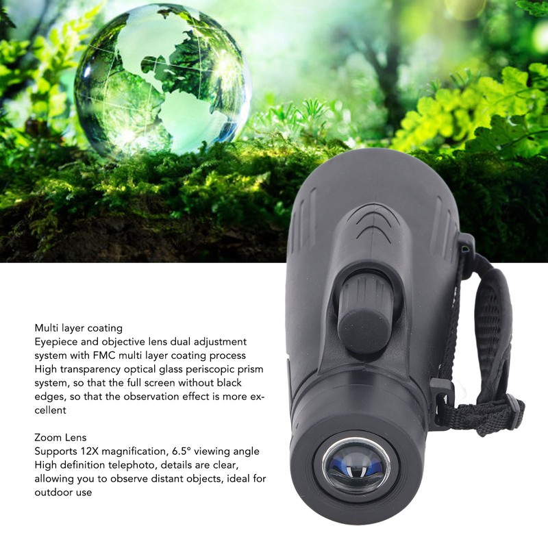 12x50 Portable Monocular Multi Layer Coating HD Zoom Lens Large