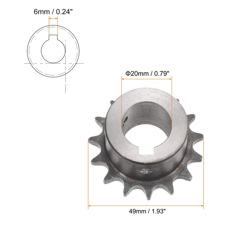 sourcing map 06B Roller Sprocket 15T Pitch 3/8 Inch 20