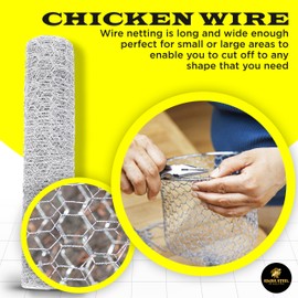 Chicken Wire 48 in x 100 FT x 2” Mesh x 20GA | Poultry Wire Netting | Hot Dipped Galvanised | Hexagonal Galvanized Mesh for Chicken Coop, Rabbit Cage, Fence Barrier PM48x100x2