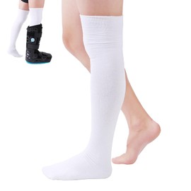 2 Pcs Walking Boot Socks Replacement Sock Liner for Walker Boot, Tube Socks Under Air Cam Walker Brace and Fracture Boot Cast Surgical Leg Cover (1 Pair, Closed Toe)
