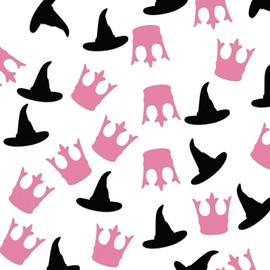 Fullhawl 200 Pcs Witch Confetti Set Include Witch's Hat and Broom, Princess's Crown and Wand, Birthday Party Decorations Pink and Green Party Decorations