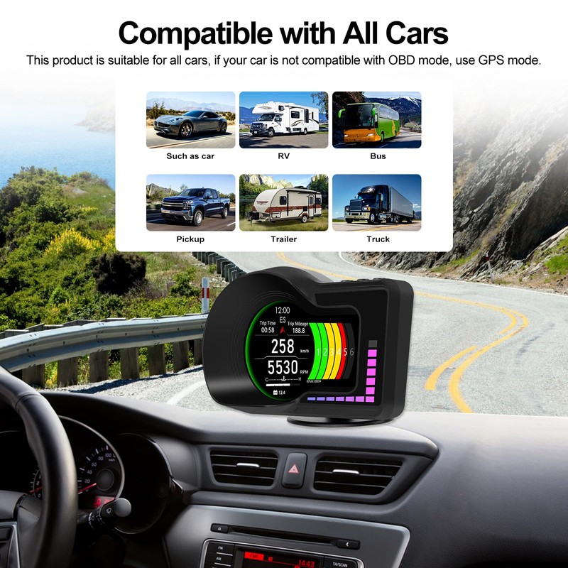 Head Up Display HUD F16 with OBD2 + GPS Dual