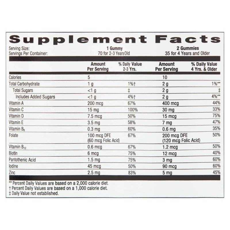 Equate Kids Multivitamin Gummies for General Health, Natural Fruit, 70