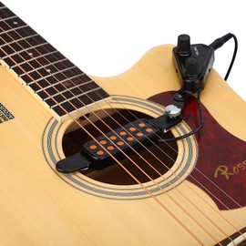 12 Sound Hole Acoustic Guitar Pickup - Magnetic Transducer with Volume & Tone Control Tuner Kit, Easy Installation