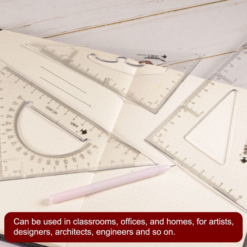 sourcing map 2piece Triangle Ruler Square Set 18cm, 16cm 30/60