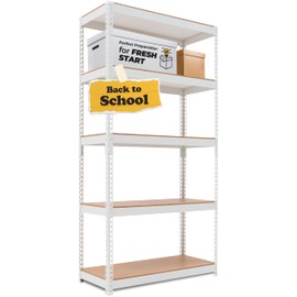 HOMEDANT 5 Tier Storage Shelves Adjustable Laminated Garage Metal Shelving Unit Heavy Duty Utility Rack Shelf Warehouse Pantry Closet Kitchen 35.9" W x 16.2" D x 71.3" H White 1Pack
