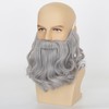 Yan Dream Men Grey Curly Fake Beard with Mustache Wavy