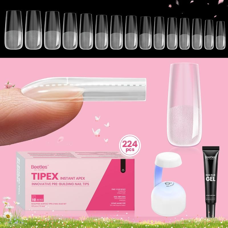 Beetles Tipex Instant Apex Nail Extension Tips Kit Almond/Coffin/Square/Oval/Stiletto/Squaoval Shape