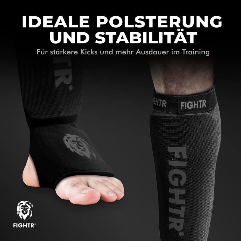 FIGHTR Premium Shin Pads for Martial Arts Kickboxing Boxing Shin