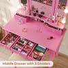 Tiptiper Vanity Desk with Tri-Fold Mirror and Lights, Makeup Vanity