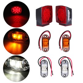 OCPTY 80” Side Marker Light 2Pcs Red Square Tail Lamp Stop Turn Tail Light +4Pcs Side Marker Lights fit for Boats Van Truck Trailer Pickups Waterproof Turn Signal Light