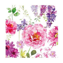 Ambiente Serviettes 3-Ply Pink Roses White Rose Pink Purple White 33 x 33 cm (Pack of 20)