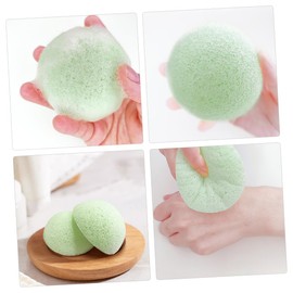 WOONEKY 2pcs Facial Sponges Dual-sided Exfoliating Face Cleaning Tools for for Travel and Daily Use Aloe and Lemon Colors Lightweight